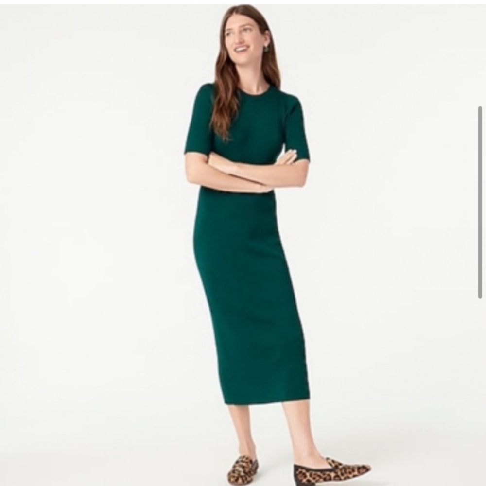 J Crew Ribbed knit midi dress in Spruce